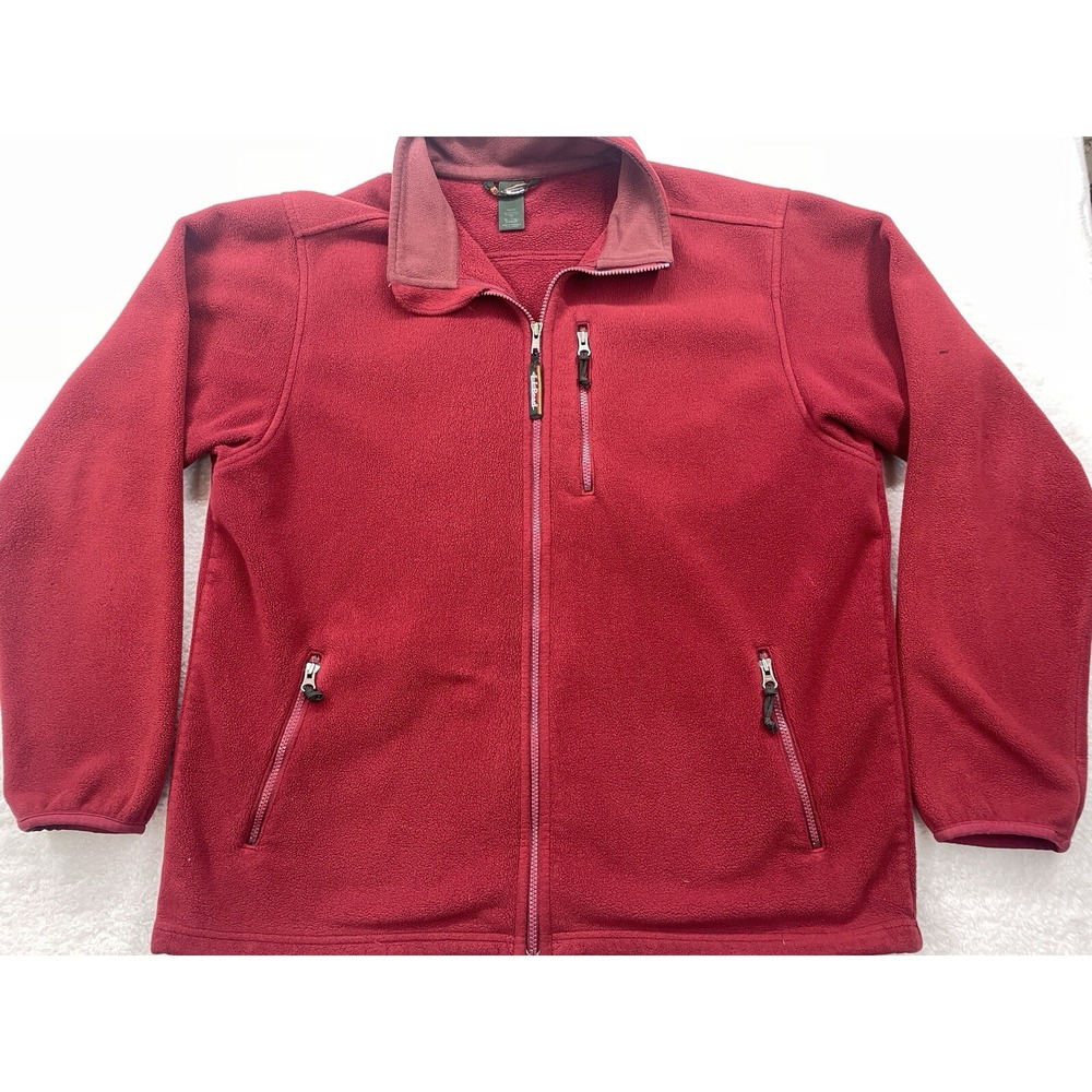 LL Bean Mens XL Tall Fleece Jacket Full Zip Red 0WN29 Outdoor‎ Layer Active